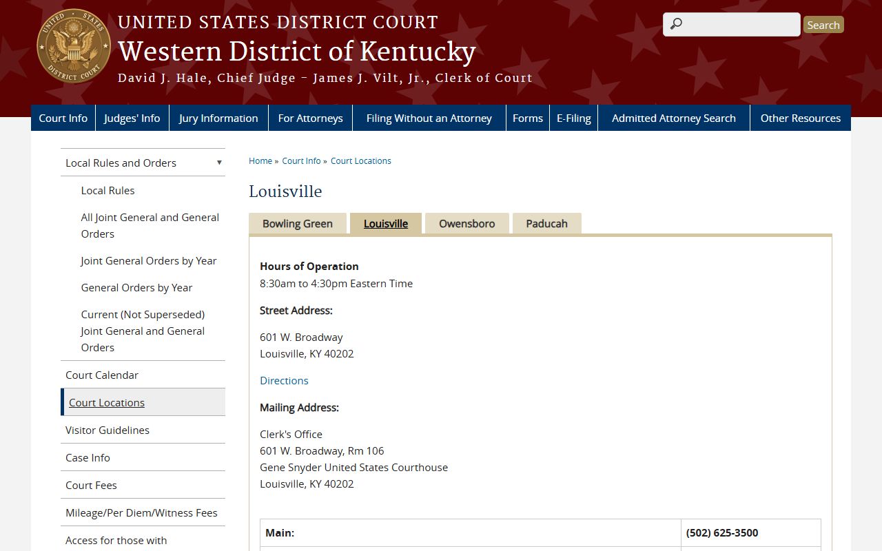 Federal courthouse in Louisville serving Jefferson County court records