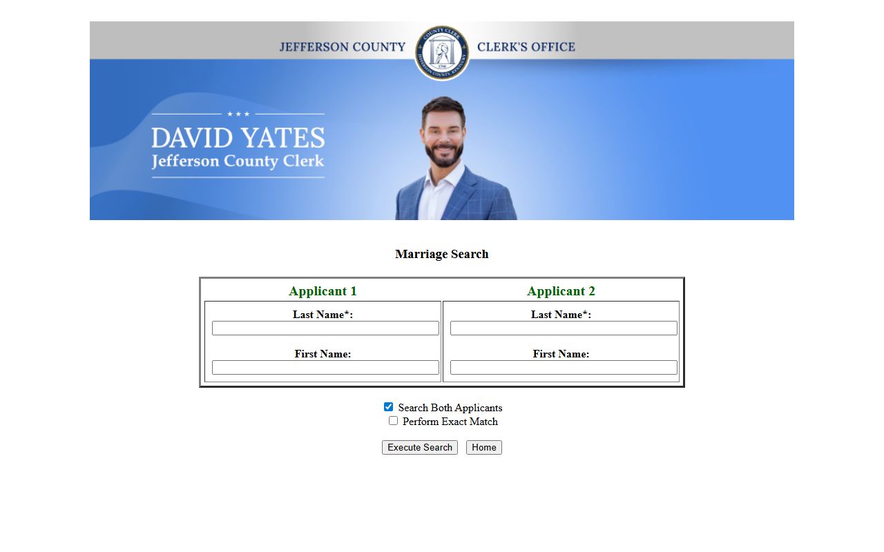 Jefferson County Clerk deeds and marriage search records