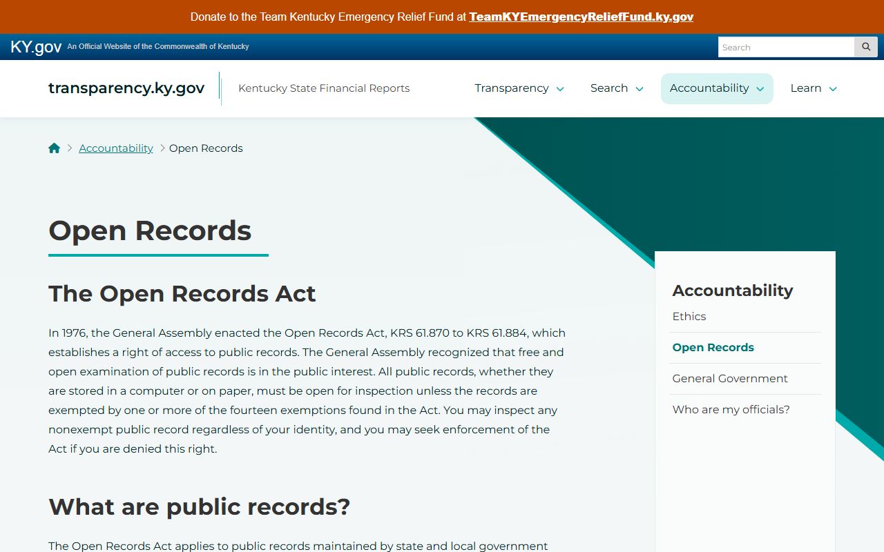 Kentucky Open Records Act overview for Jefferson County public records